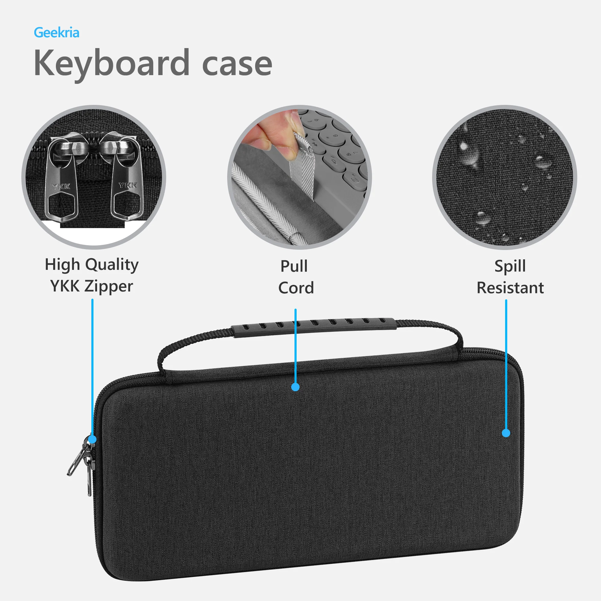 Geekria K380 Wireless Keyboard Carrying Case, Protective Travel Bag for Small Compact Keyboards