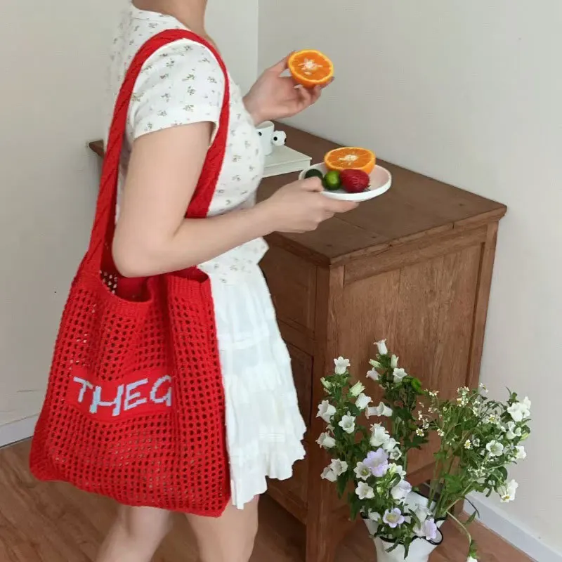 

New style Summer New Ins Style Versatile Knitted Bag, Leisure Vacation Knitted Beach Bag, Single Shoulder Handbag, Versatile