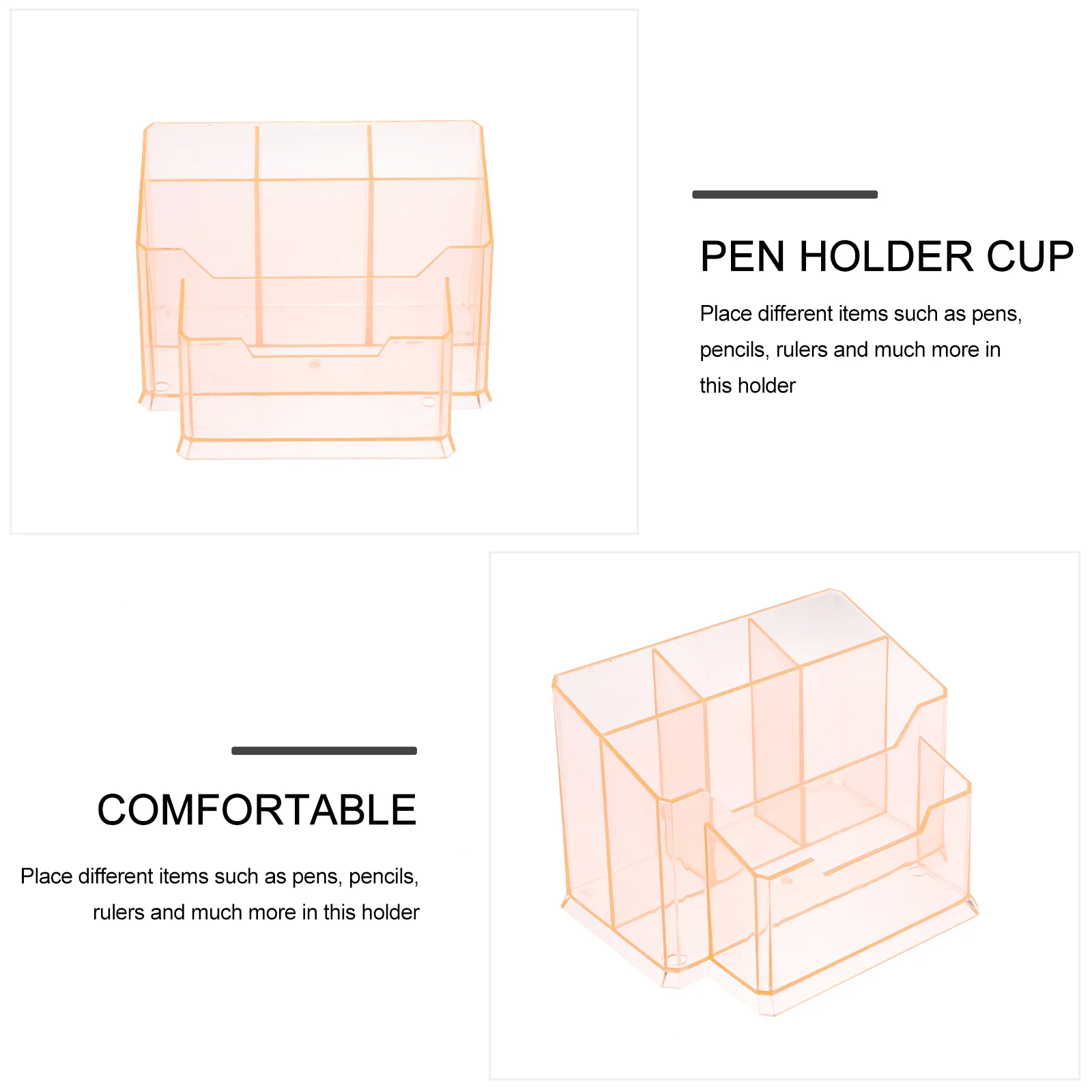 

Penholder Pencil Cup Makeup Brush Desktop Stationery Organier Multi-grids Storage Box
