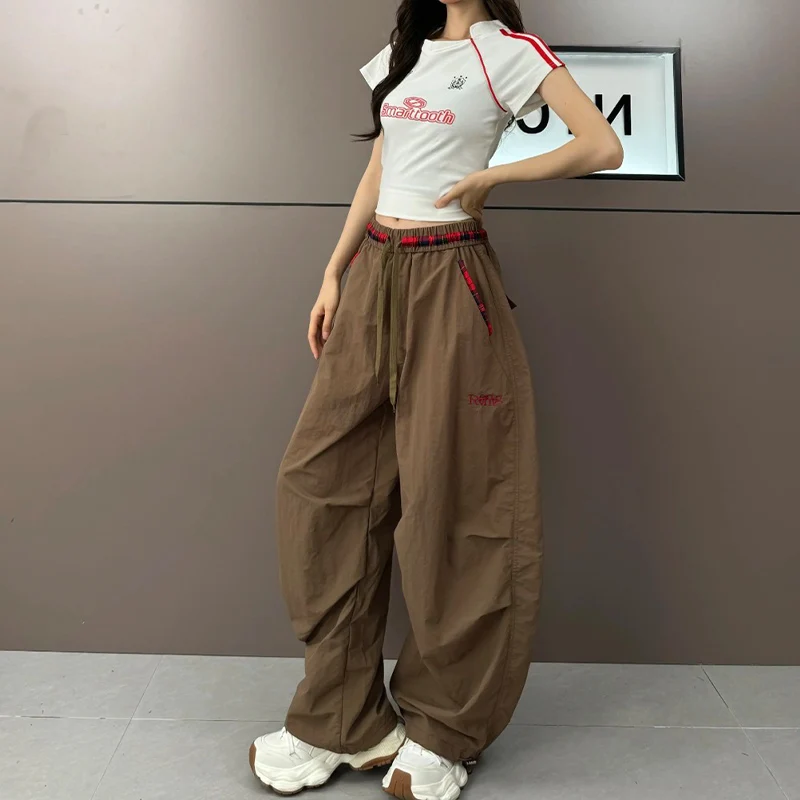 

Qui Dry Wide Leg Workwear Trousers Men Women Sle Embroidery Knife Color Blo Casual Pants Loose Bf Lazy Wind