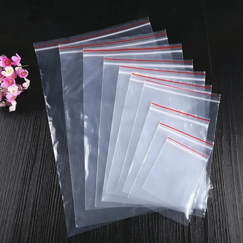 

100pcs High Clear 50micron PE Ziplock Bag DIY Cocoa Matcha Plastic Sugar Candy Dried Fruits Powder Books Gifts Cookies Pouches