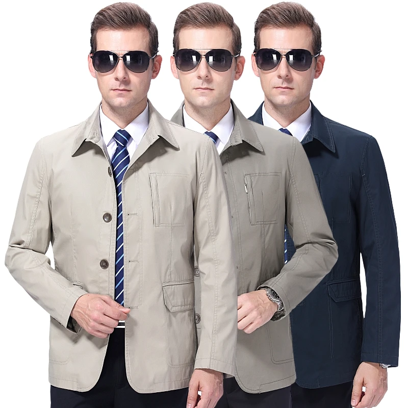 

2024 Spring and Autumn New Cotton Jacket for Middle-aged and Elderly Men Fashion Thin Dad Suit Men Lapel Button Casual Coat Men