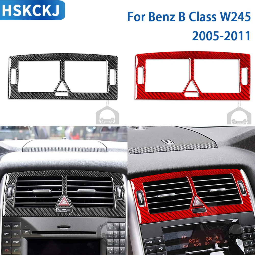 For Mercedes Benz B-Class W245 2005-2011 Carbon Fiber Interior Central Air Conditioner AC Outlet Trim Sticker Car Accessories