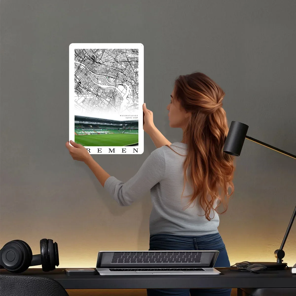 ملصق ملعب Werder Bremen خريطة علامة معدنية لتصميم الغرفة لوحات القصدير المخصصة لتزيين جدران الفن الداخلي العتيق