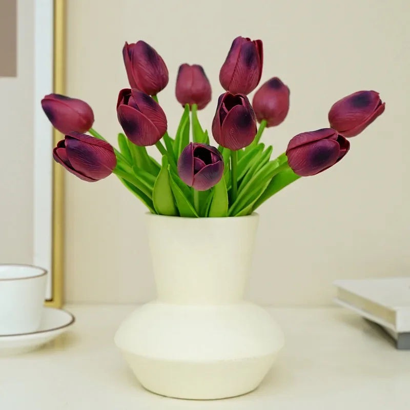 5PCS Artificial Flowers PU Mini Tulip Home Decoration Wedding Decoration Handheld Flowers Photography Props Silk Flowers