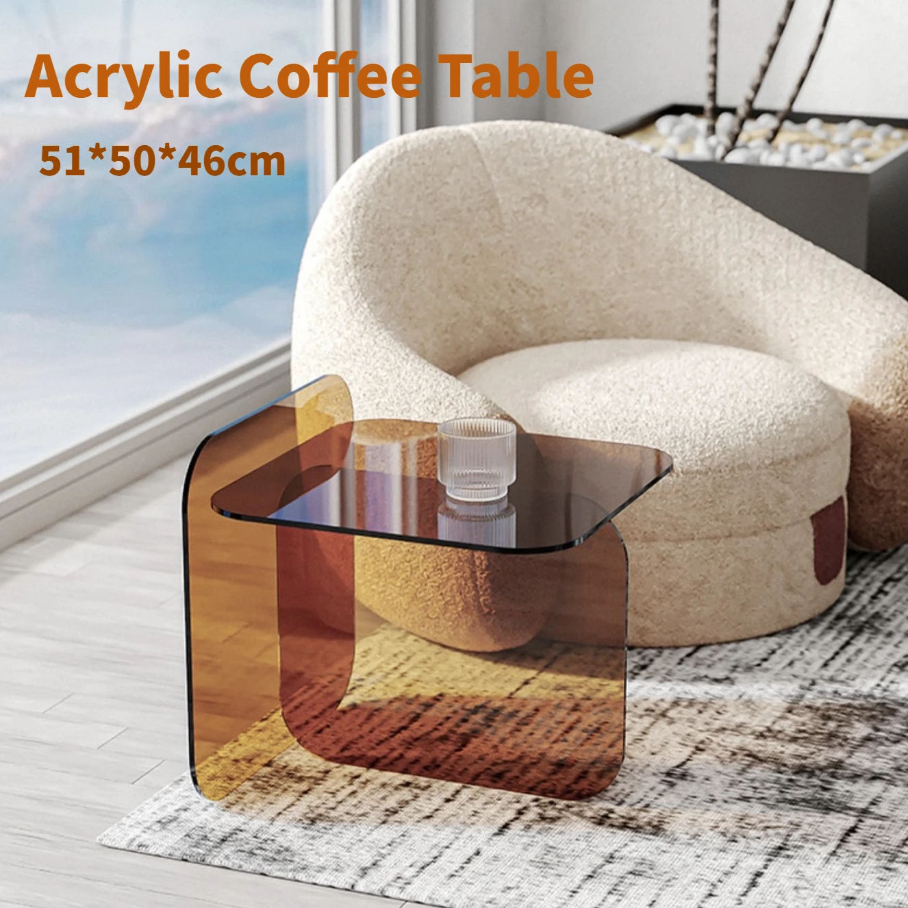 Acrylic Transparent Side Table Living Room Coffee Table with Magazine Rack Bedroom Bedside Table Bed Reading Tables Room Decor