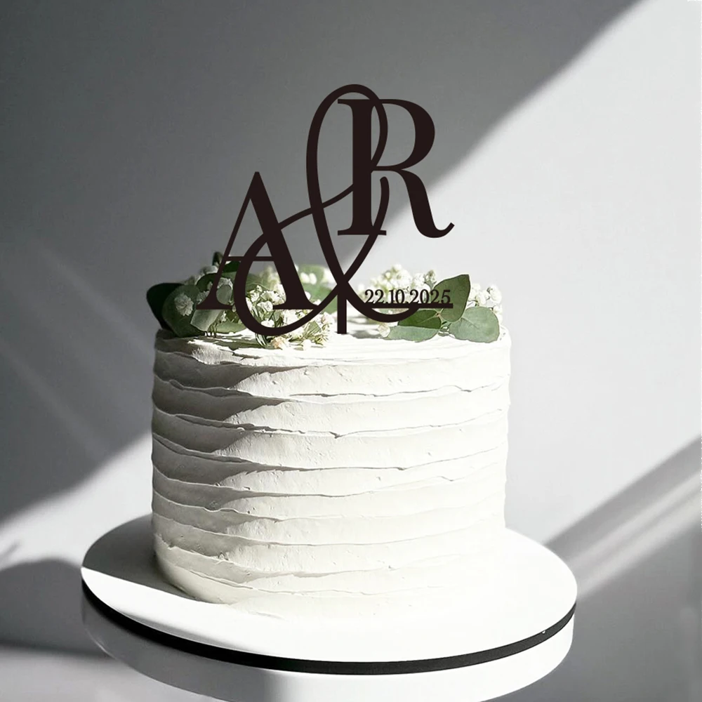

Custom Cake Topper Personalized Initials Gold monogram Wedding Mr and Mrs Acrylic Wood Cake Topper Rustic Anniversary