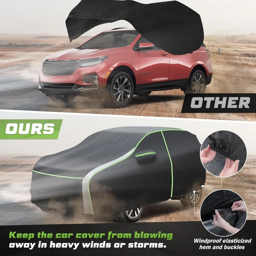 غطاء سيارة من 7 طبقات لجميع الأحوال الجوية لسيارة شيفروليه إكوينوكس/جي إم سي تيرين 2005-2026، مقاوم للماء مع باب بسحاب وشرائط عاكسة #6