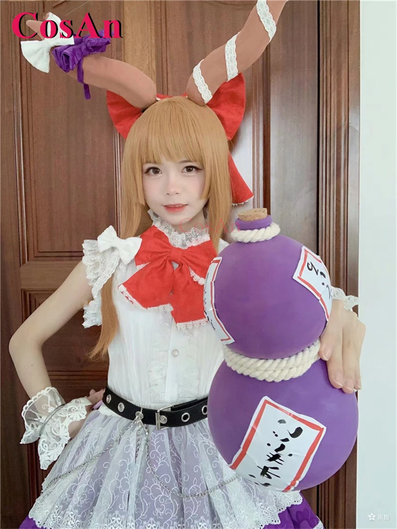 CosAn [Customized] Anime Game Touhou Project Ibuki Suika Cosplay Costumes Sweet Elegant Uniform Party Dress Role Play Clothing - view 3