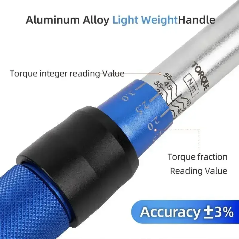 5-60N.m Torque Wrench 3/8 Inch Square Drive Torques Key ±3% Preset torque wrench bicycle motorcycle car repair tools & adapters