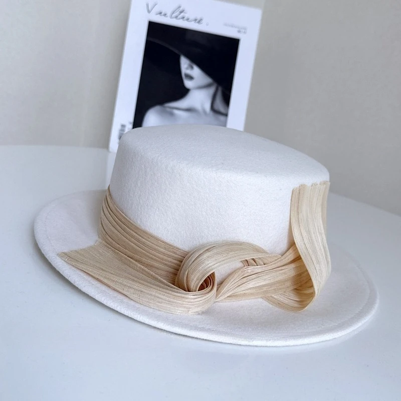Autumn Winter Hat High End Woolen Elegance Retro French Style Fashion Banquet Party Gentle Woman Ease Match Fedoras Hat