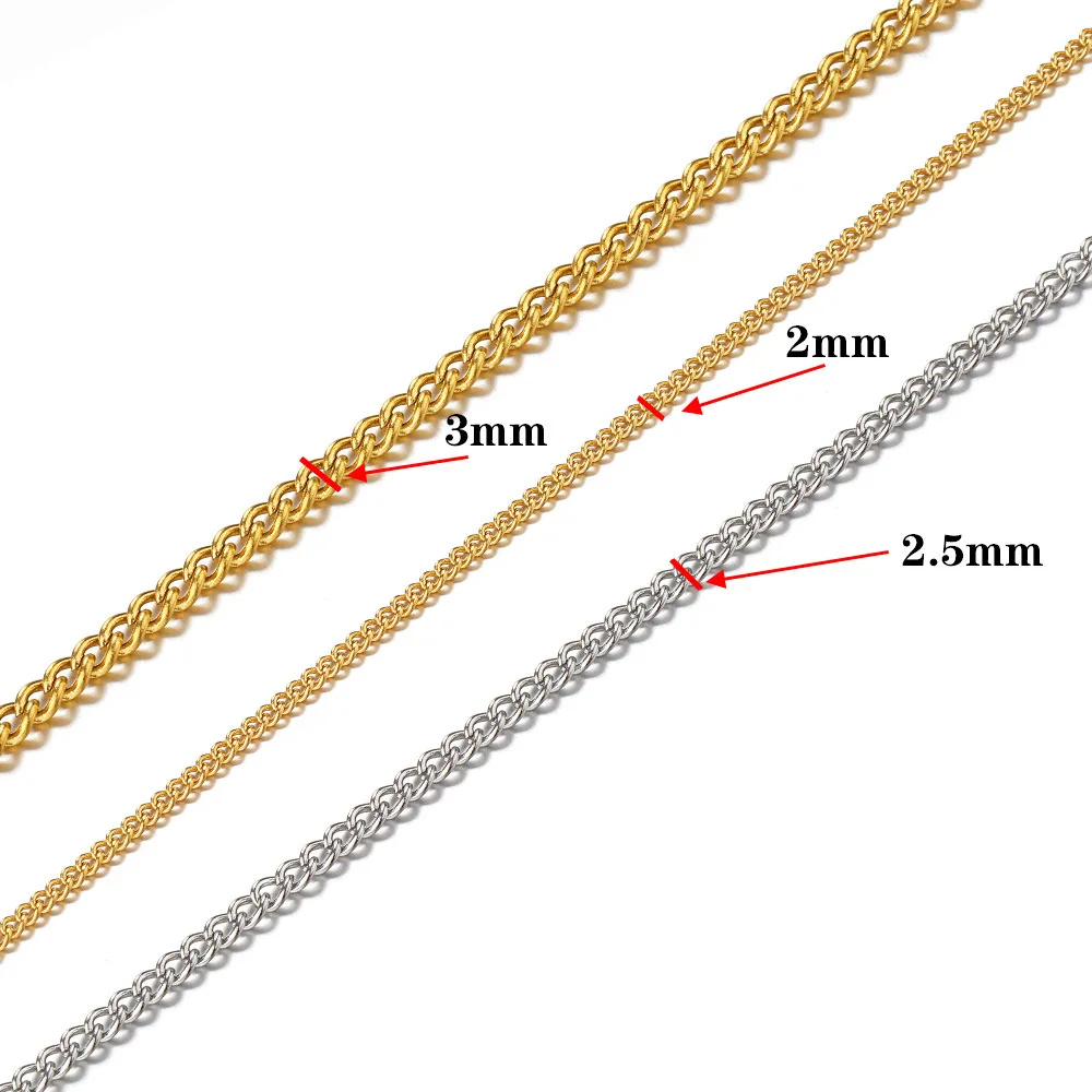 2m stainless steel sideways chain gold and silver necklace for jewelry making materials DIY jewelry accessories