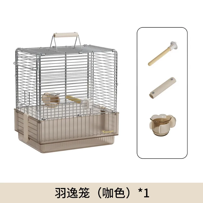 Yuyi 304 stainless steel folding cage out bird cage tiger skin Xuanfeng peony portable portable cage splash-proof