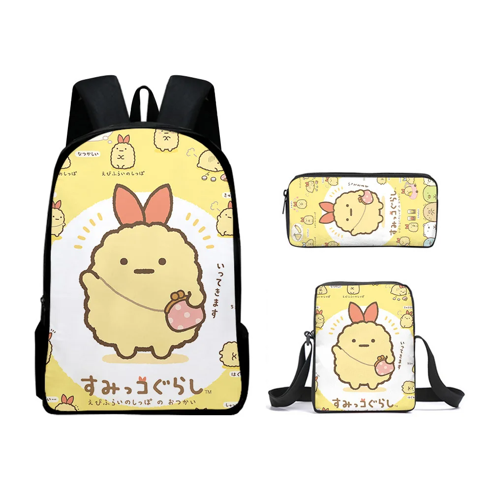 

Classic Youthful Anime Sumikkogurashi 3D Print 3pcs/Set Student Travel bags Laptop Daypack Backpack Shoulder Bag Pencil Case