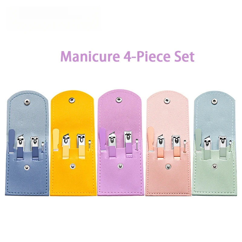 4Pcs Nail Clipper Set, Toenail Clippers, Stainless Steel Fingernail Clipper Kit, and PU Leather Carrying Bag Manicure Set