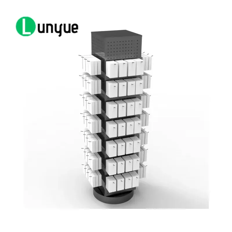 Four Sided Metal Rotating Display Stand Heavy Duty 360 Degree Spin Rack for Retail Store Supermarket Product Showcase Space