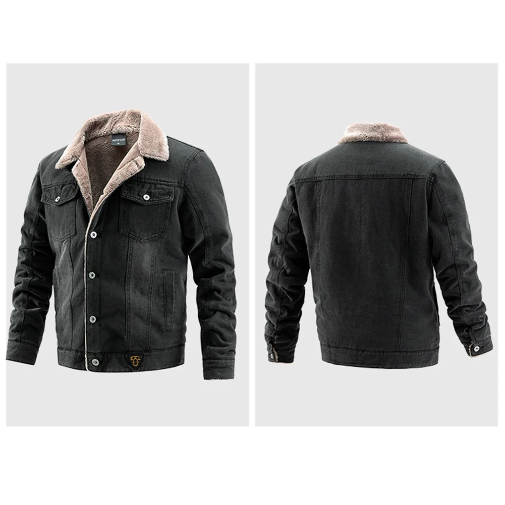 Casual Lapel Pocket Jacket Fleece Large Size Fleece Coat Lapel Design Leisure Style Polyester Fabric Slight Stretch