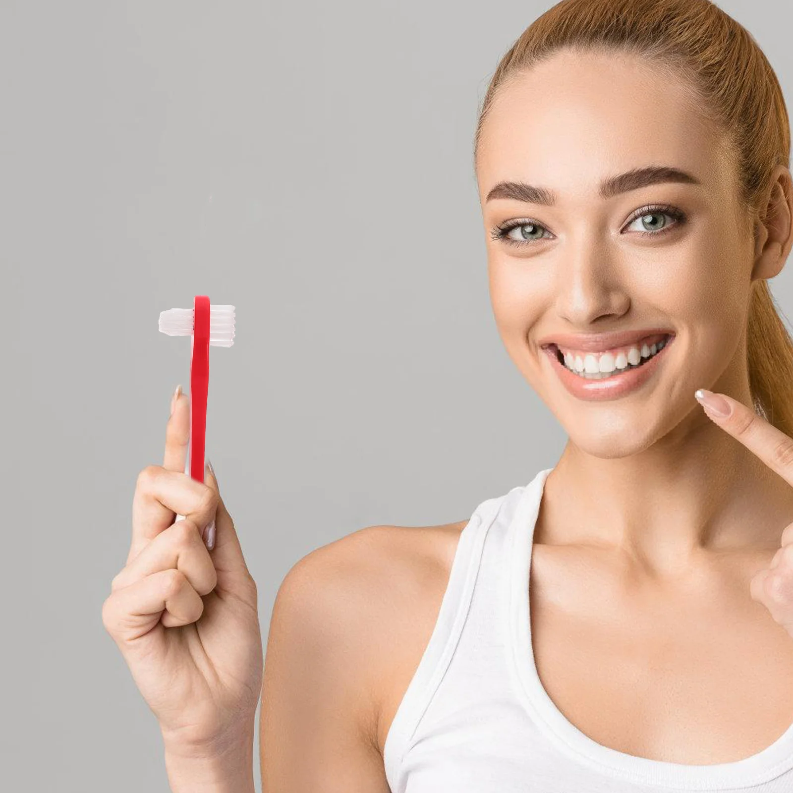 

4Pcs Portable Denture Cleaning Brush Compact Double Sided Soft Bristles Toothbrush for Travel Home Use Mini Teeth Brush