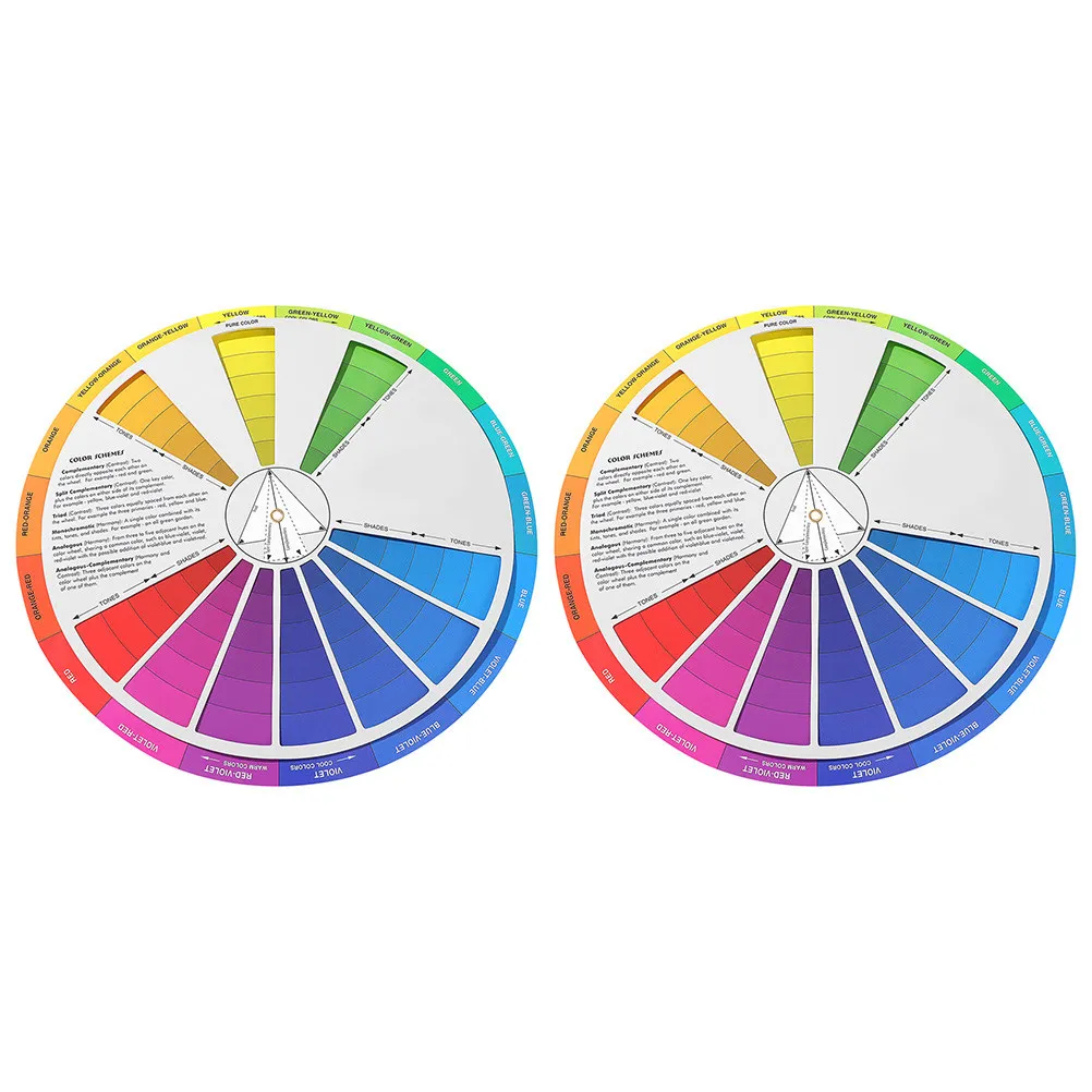 2pcs Gradient Color Wheel Chart for Watercolor Painting, Drawing & Makeup Blending – Color Mixing Guide