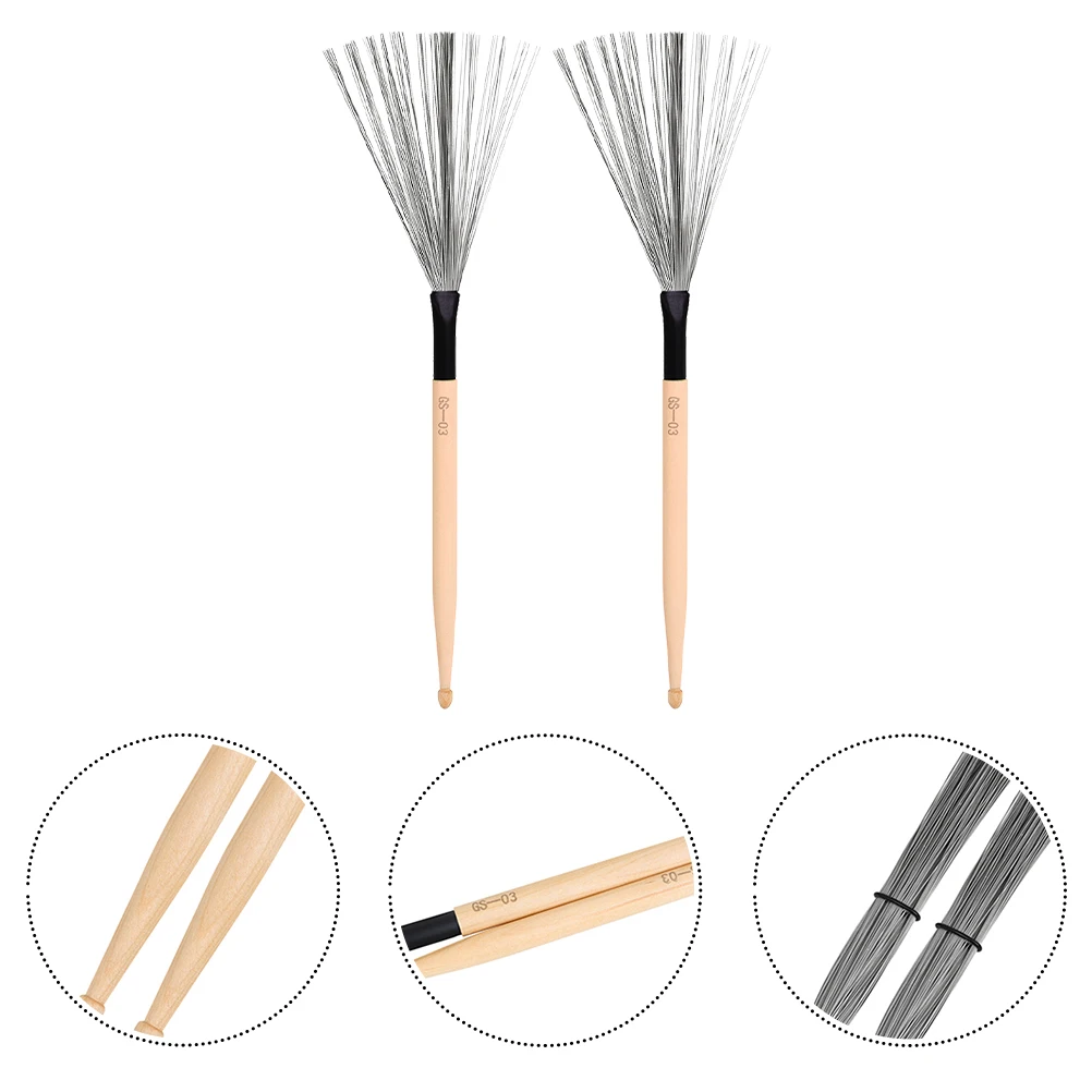 

Maple Sticks Steel Wire Drum Brush Percussion Brushes Carbon Drumbrush Instrument