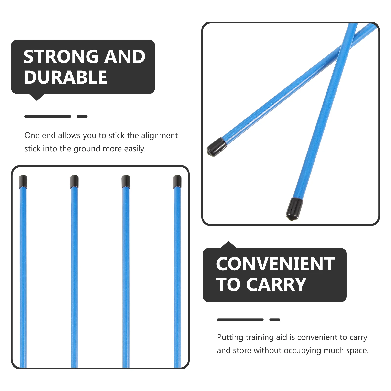 4 Pcs Golf Practice Aid Alignment Stick Fiberglass Putting Aids for Training Drills Sticks Rod