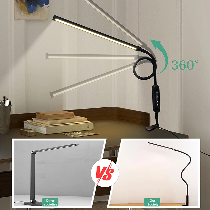 Imagem -02 - Led Clip Light com Controle Remoto Book Reading Lamp 360 ° Ajustável Estudo Quarto Cabeceira Mesa Iluminação de Trabalho ue Eua