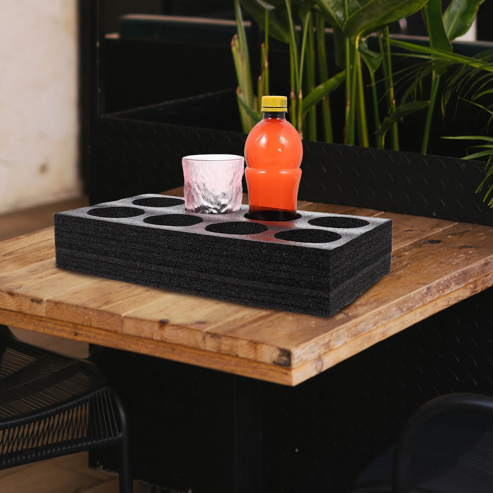 

2pcs Black 8 Holes Thickened Pearl Cotton Cup Holder Tray Hot Cold Drinks Takeout Carrier Trays Packing Box