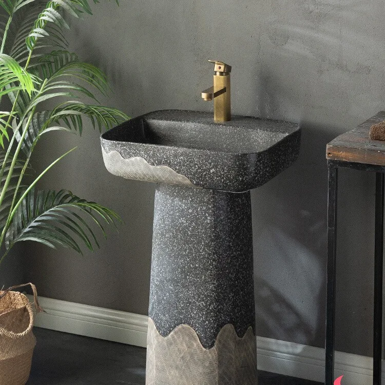 Household integrated column washbasin bathroom washbasin outdoor round ceramic column