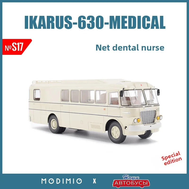 Modelo de Coche de Plástico a Escala 1:43 de Autobús Médico Soviético IKARUS-630 con Equipo Médico Especial