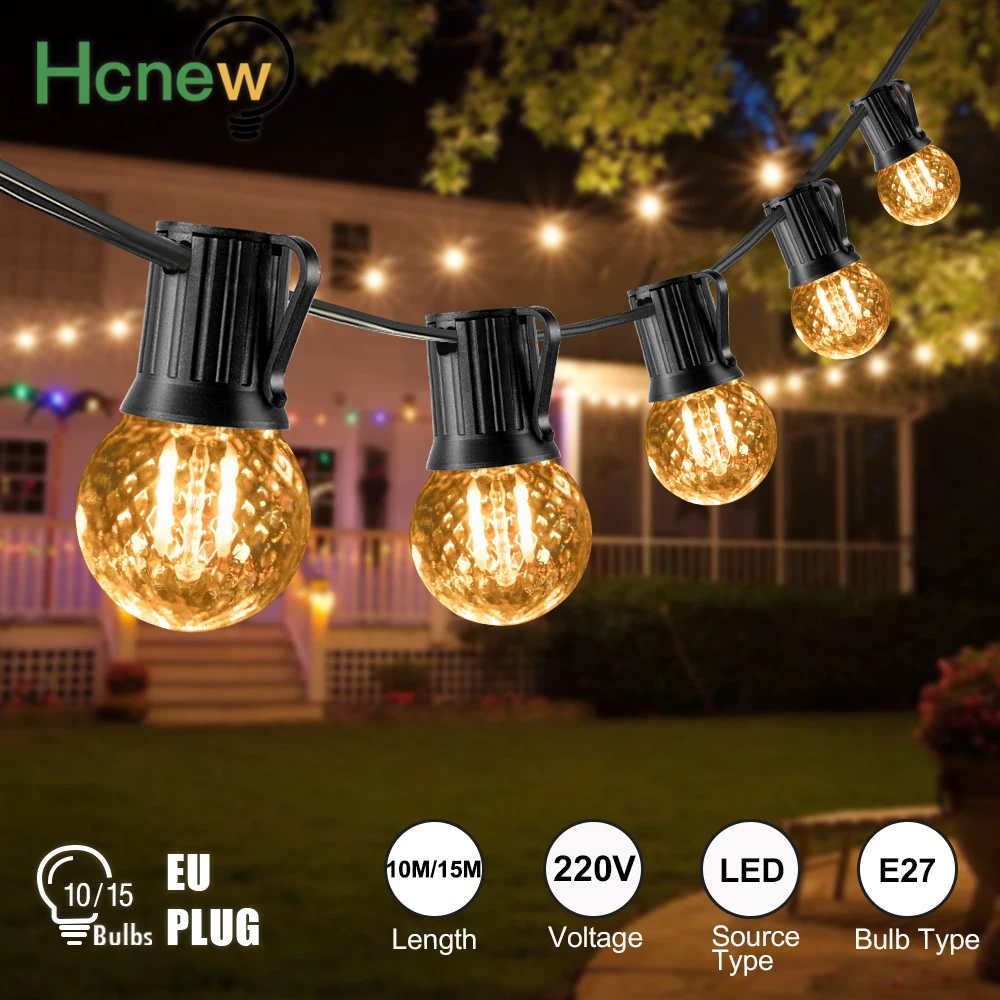 

G40 Festoon Led Light String Lights E27 220V Waterproof Vintage Wedding Decoration Outdoor Street Garland On The House Christmas