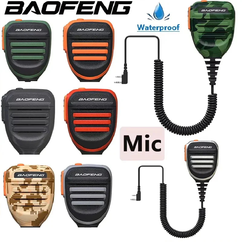 Baofeng PTT UV 5R Microphone Waterproof Walkie Talkie Speaker Radio Mic 2-Pin Kenwood Type Handheld Mic For UV16 Quansheng UV-K5