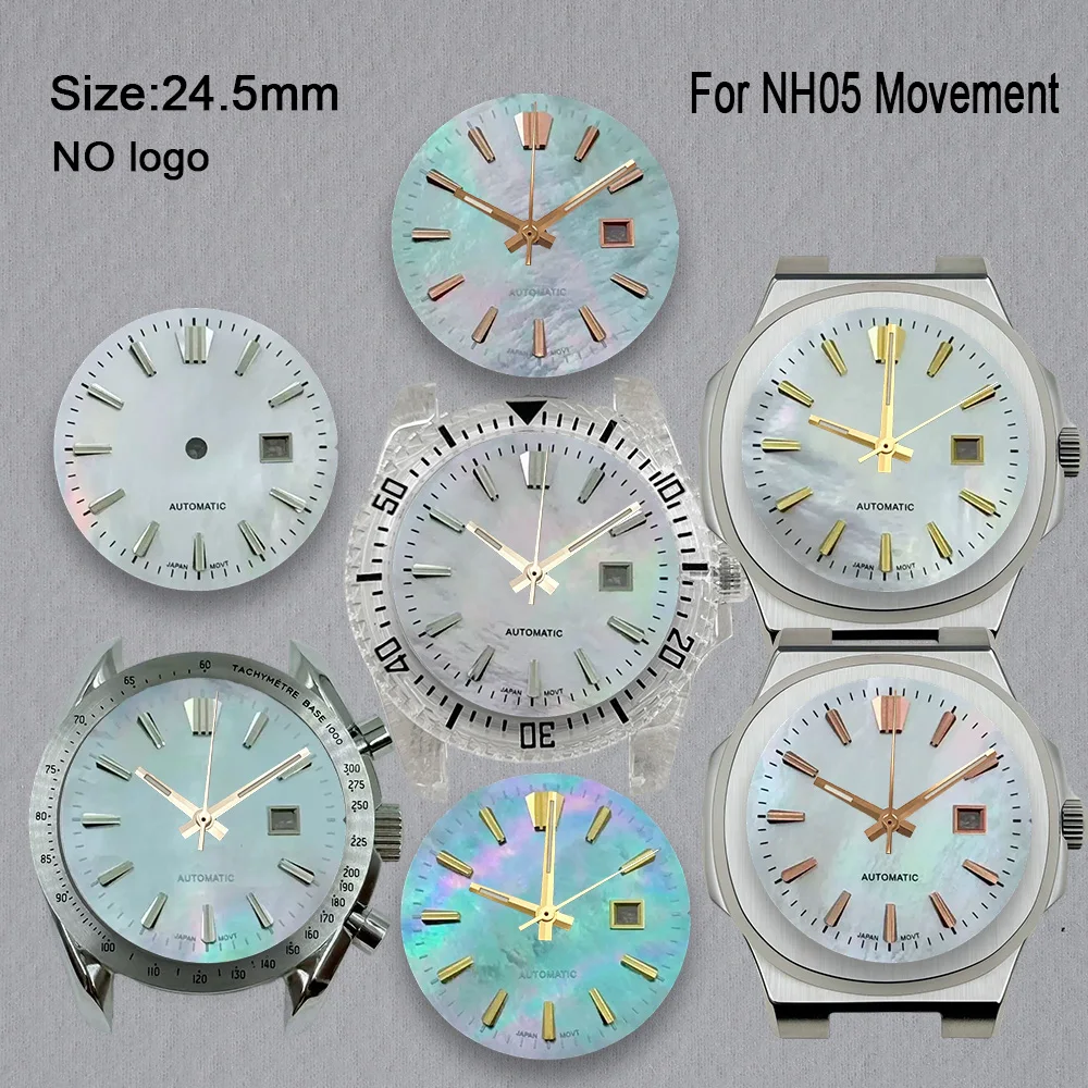 No Logo 24.5mm Women Pearl Dial For NH05 Movement High-Quality Custom Logo Watch Dials Hands Accessories Repair Tools