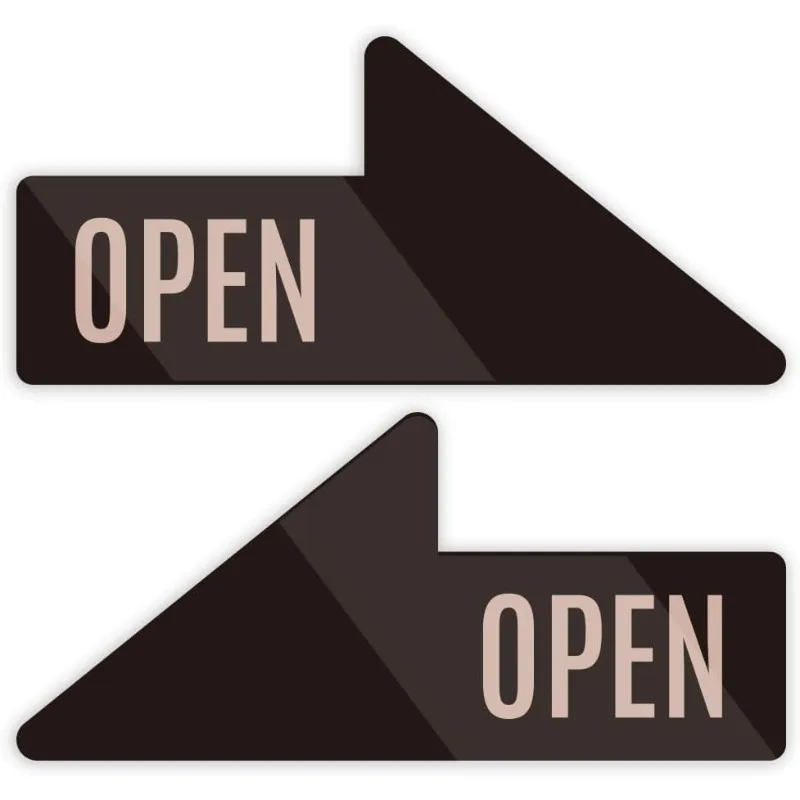S Size Push-Pull Door Opening Arrow Sticker, 36×80mm, Black Base with Beige Arrow, Waterproof Heat-Resistant, 2Pcs/Set