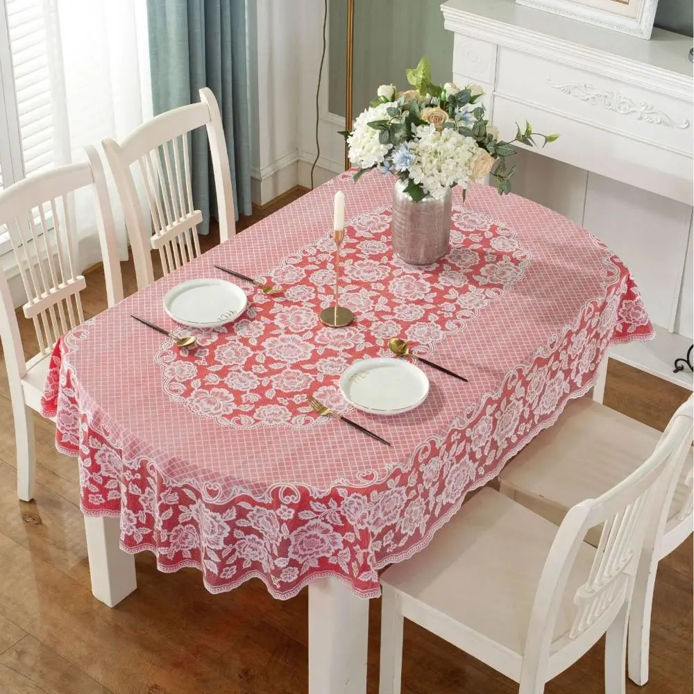 

Kitchen Supplies Waterproof Oval Tablecloth Embroidered Oil Resistant Table Mat Oil-proof Anti-Scald Table Cover Tea Table