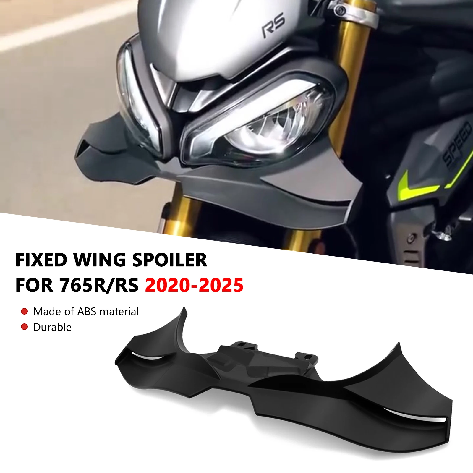 

Для Street Triple 765RS 765 R RS 2020-2025 2024, передний спойлер, передний спойлер с клювом, спойлер на крылышко мотоцикла, дефлектор прижимной силы