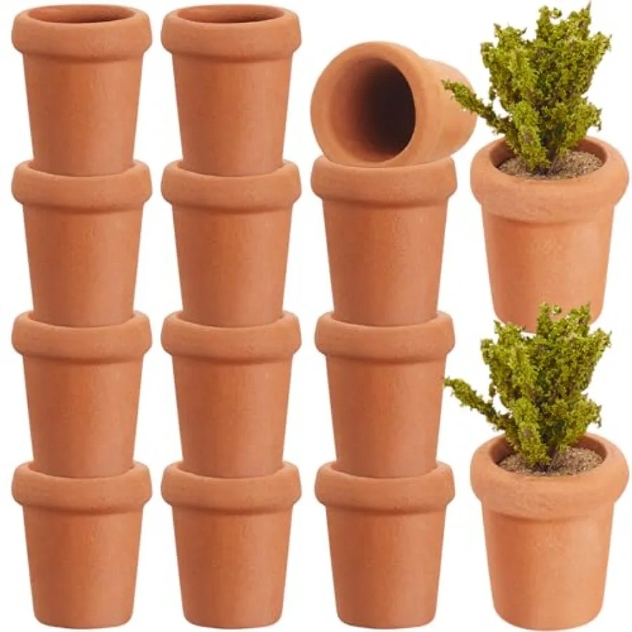 

16 Pcs Small Mini Clay Pots 0.6 Inch Terracotta Pot Small Flower Pot for Crafts Doll House Flower Pots for DIY Garden Plants an