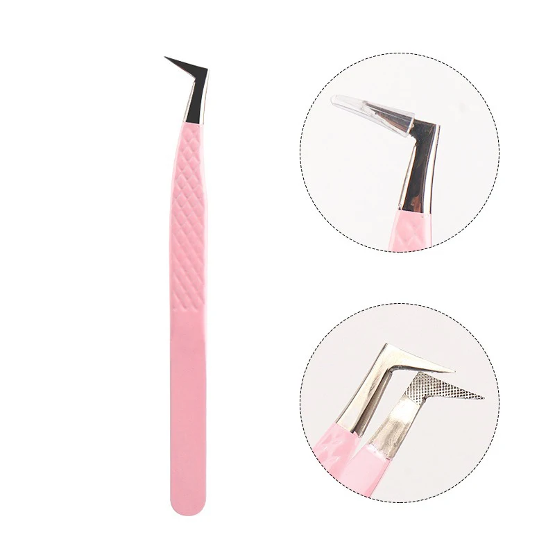 الوردي الألياف تلميح رمش تمديد الملقط حجم العزلة دقيقة لاش الملقط نانو التكنولوجيا الحاجب من AILEISHI ماكياج