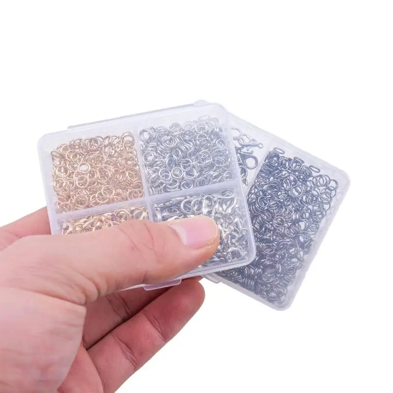 500 Stück/Box Schmuckherstellungsset, Karabinerverschlüsse & Biegeringe mit Box für DIY-Ketten, Halsketten, Armbänder, Fußkettchen, Zubehör, Verbindungsstücke – Detail 24