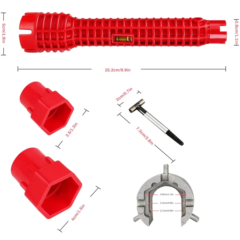 Sink Faucet Wrench Plumbing Repair Tool 14 In 1 Anti-Slip Handle Double Head Wrench Bathroom Plumbing Water Heater Spanner Tool