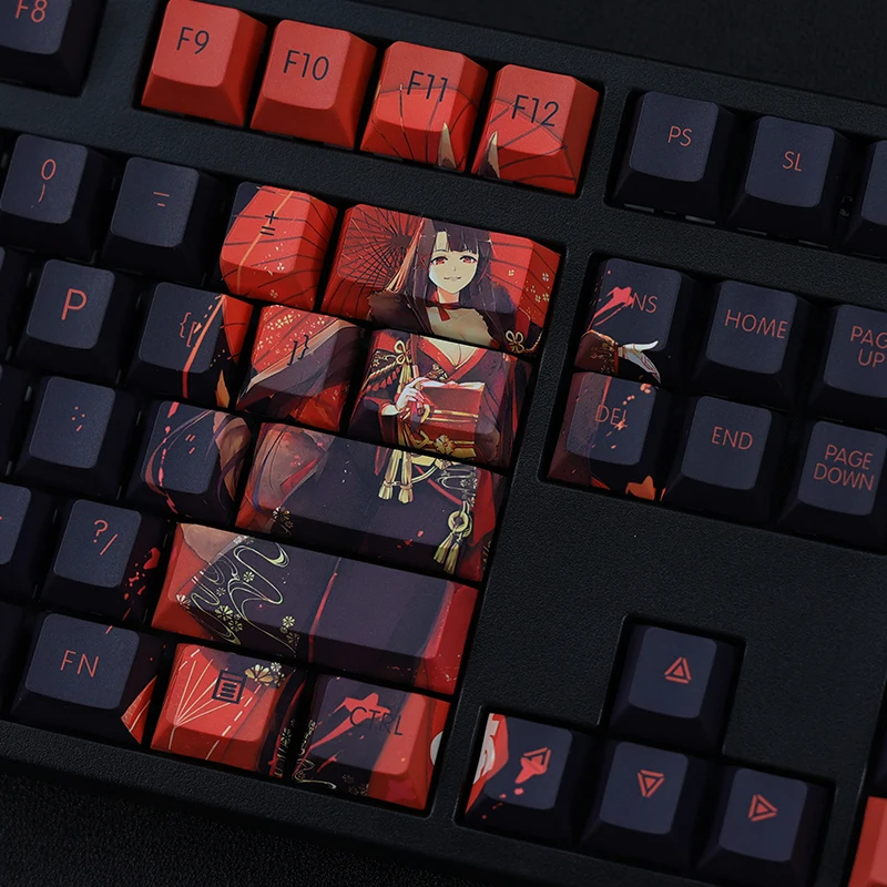 108 Keys/set PBT Dye Subbed Keycaps Cartoon Anime Gaming Key Caps Cherry Profile Keycap For Azur Lane IJN Akagi