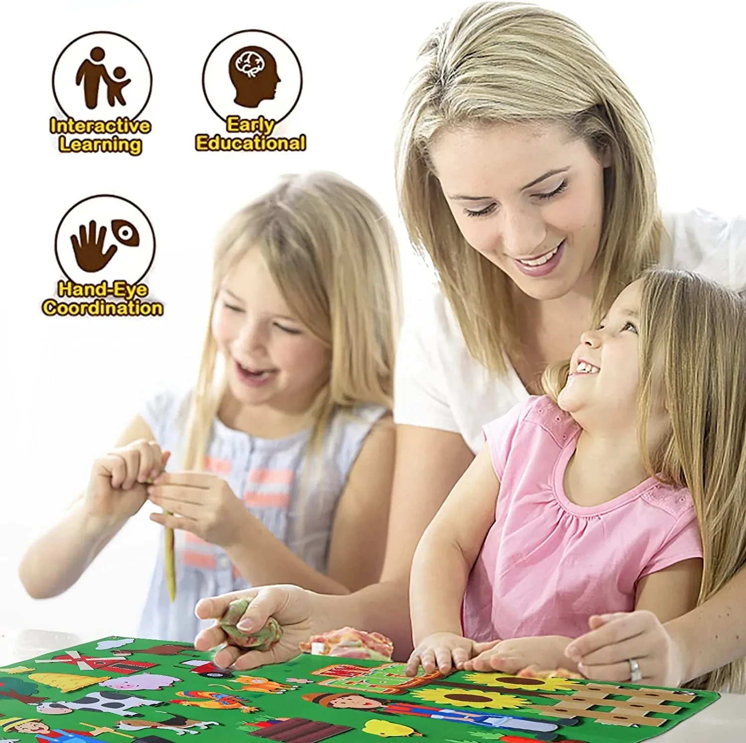 Farm Animals Felt Story Busy Board Set Toddlers Preschool Farmhouse Themed Early Learning Storytelling Interactive Play