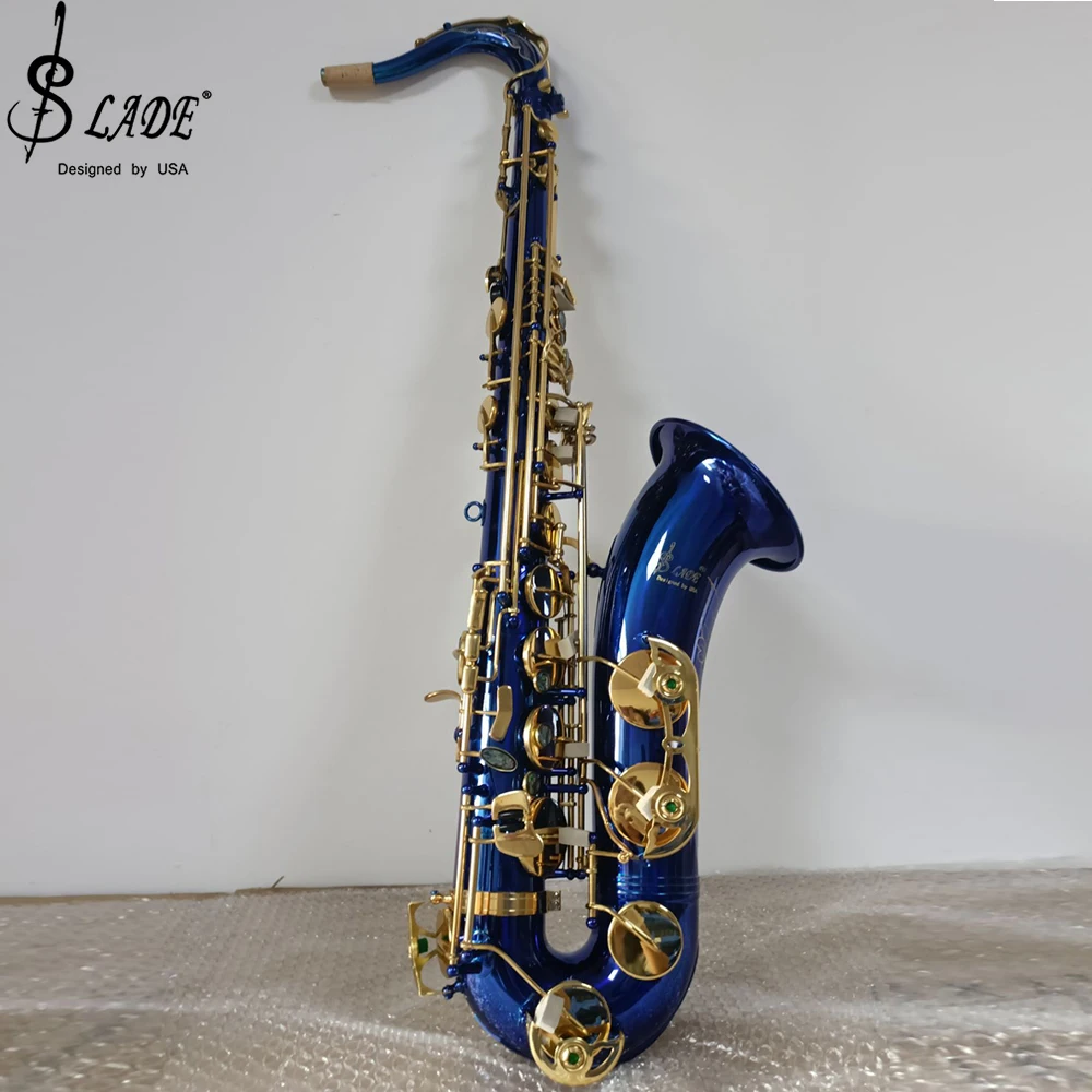 Professional Bb Tenor Saxophone Brass Lacquer Gold Saxophone Woodwind with Wipe Cleaning Stick Reed Gloves Accessories