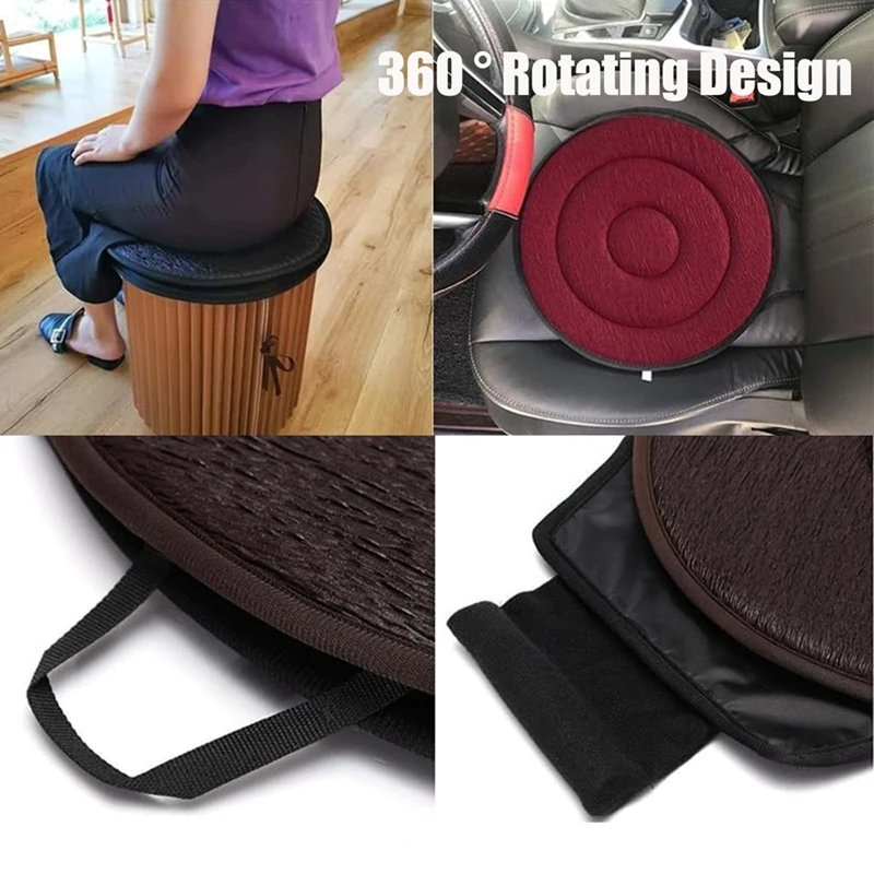 Bantal Kursi หมุน360สำหรับ bantal Kursi เบาะรองนั่งในรถยนต์รถหมุนได้สำหรับเบาะรถหมุน360เบาะกันลื่น