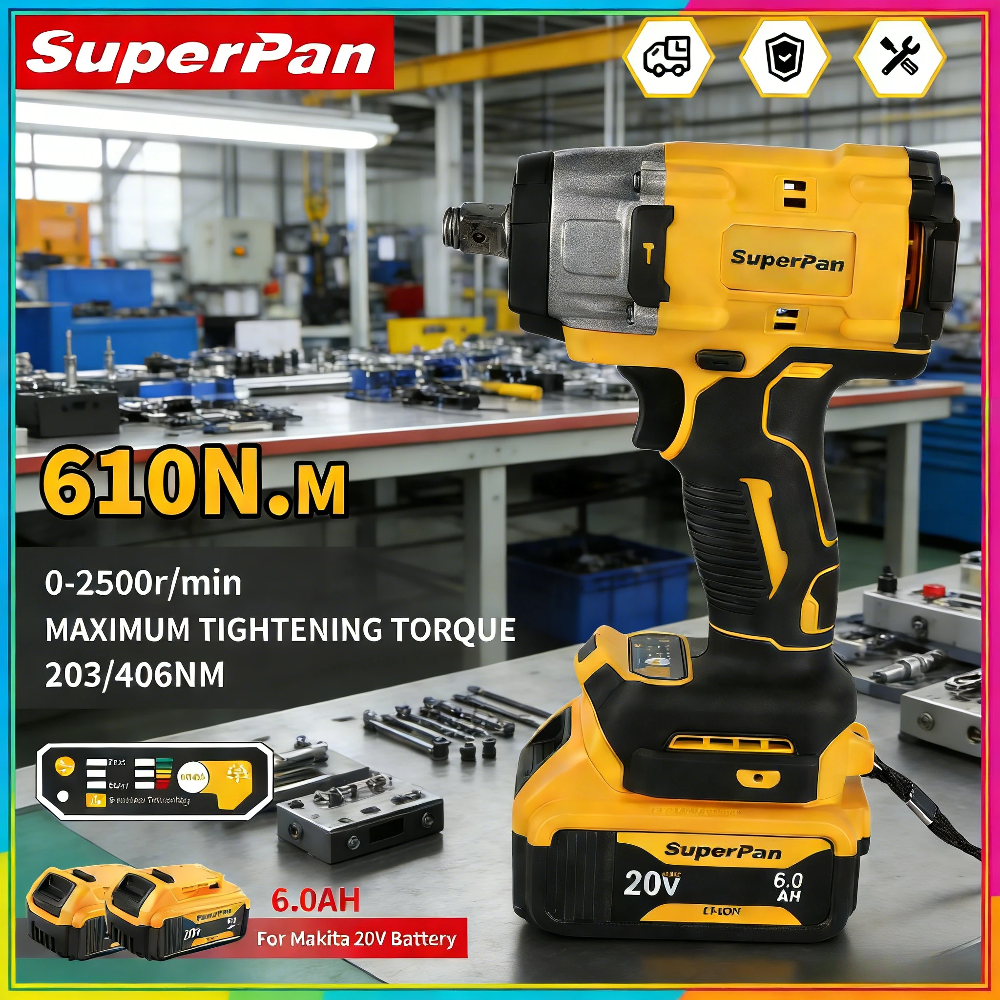 

Аккумуляторный ударный гайковерт DeWalt 20V SuperPan SP922, бесщеточный, портативный, для механиков