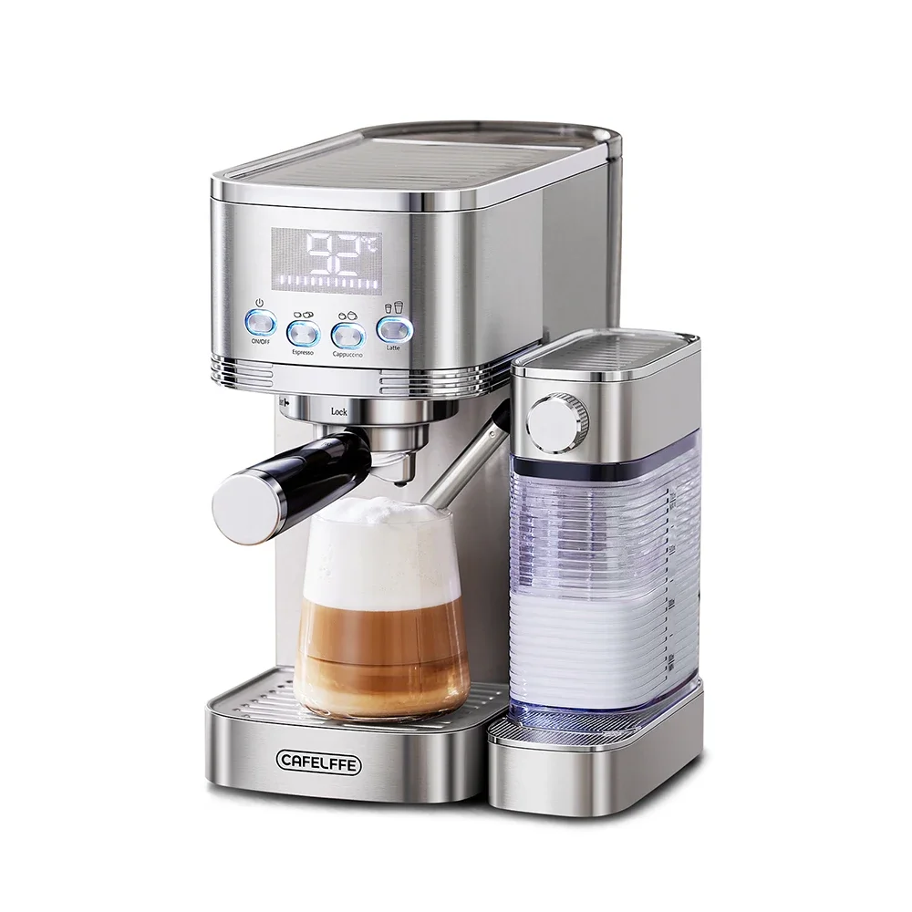 Cafelffe 20Bar Automatische Milchschaum-Kaffeemaschine, Cafeteria, Cappuccino, Latte, Espressomaschine, vollautomatisch, Edelstahl