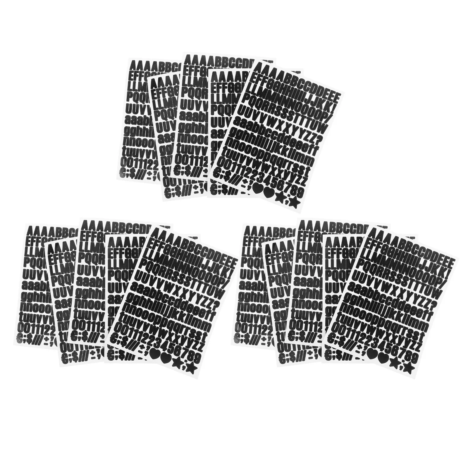 

15 Sheets Waterproof Letter Stickers Alphabet Black Vinyl Self Adhesive Mini Numbers for Scrapbooking Crafts Water Bottles