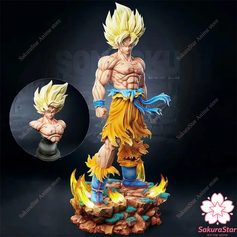 

【In Stock】JT Statue Dragon Ball Z Son Goku Figure With Replaceable Heads And LED Base, Super Saiyan Goku PVC Action Figure