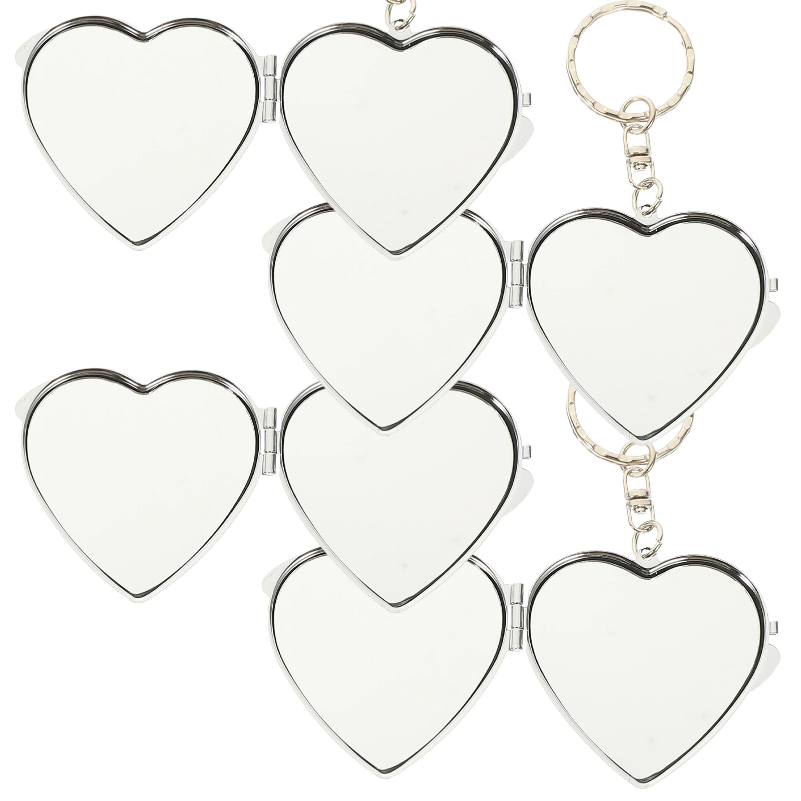 Porte-clés miroir en forme de cœur Compact, pliable, Double face, pour maquillage, Portable, Mini porte-clés en métal, pendentif, conception à Surface lisse, 4 pièces