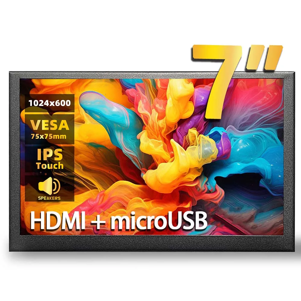 

Портативный монитор MILONG 7 дюймов, HDMI, VESA, 1024x600, IPS, сенсорный, USB-питание, LCD-экран для Raspberry Pi, ПК, ноутбука