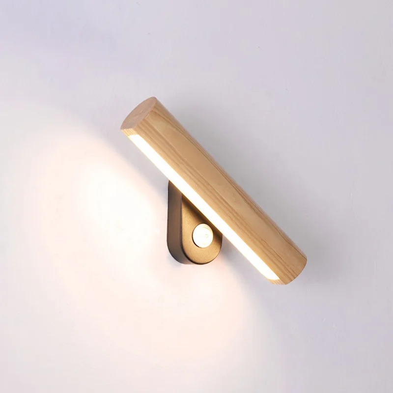 

Nordic LED Solid Wood Wall Lamp Modern Decorative Lighting Fixture Bedroom Bedside Study Living Room Background Wall Luminaire